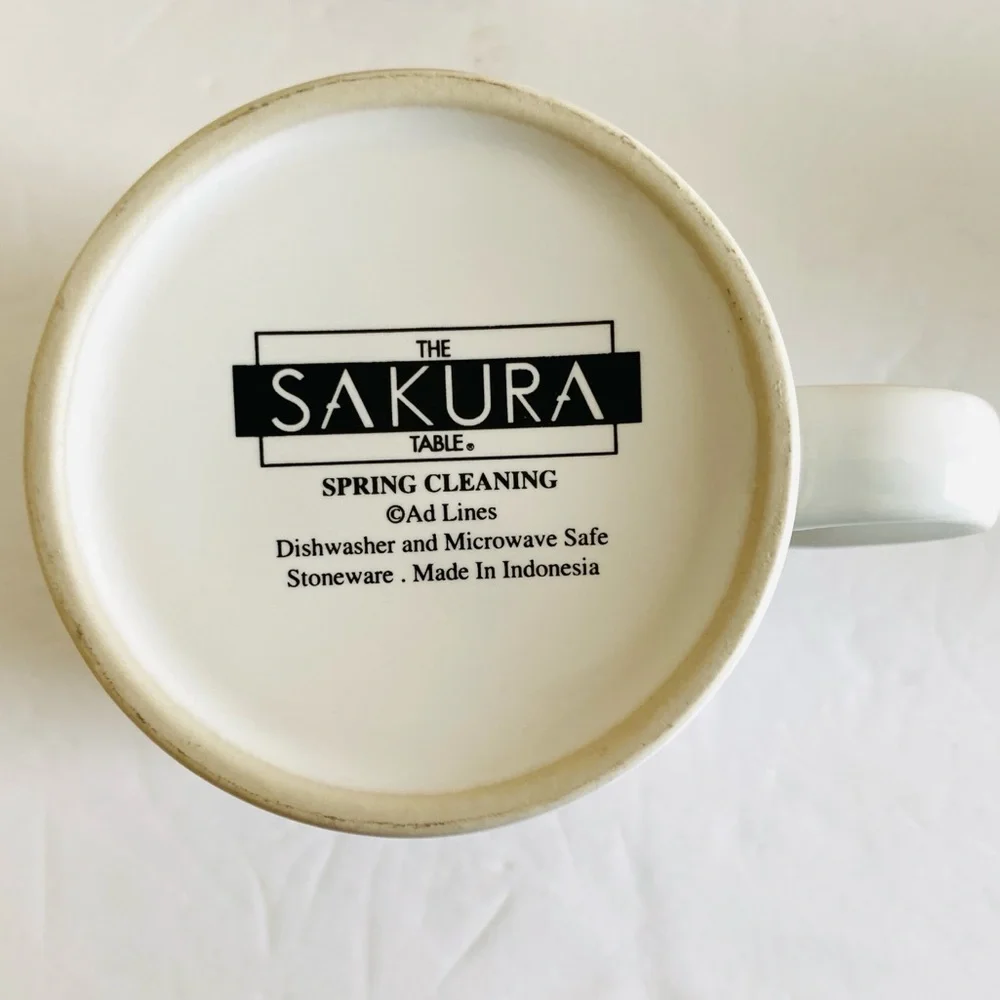 Sakura Spring Cleaning Coffee Mugs Cup Set of 4 Stoneware Humorous Novelty Gifts